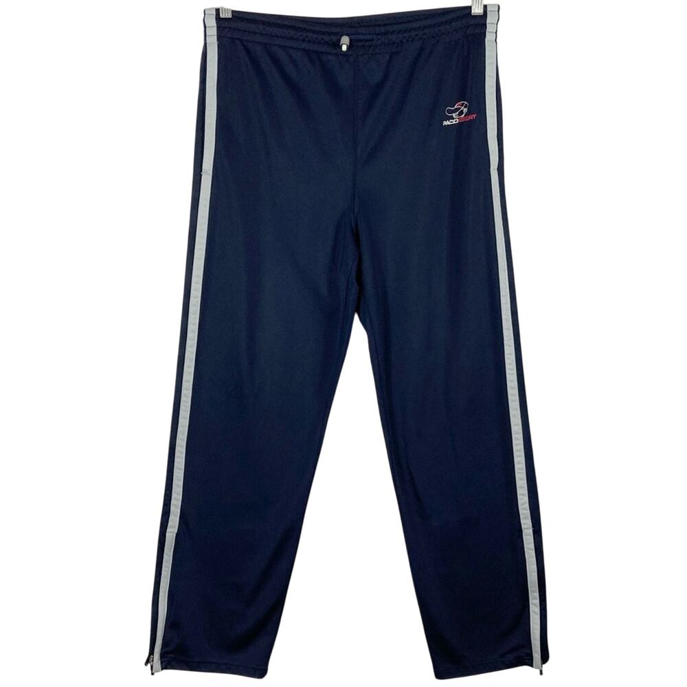 Vintage PACO SPORT Sweat Track Pants Men M Logo-Embroidery Zip-Side Zip-Pocket